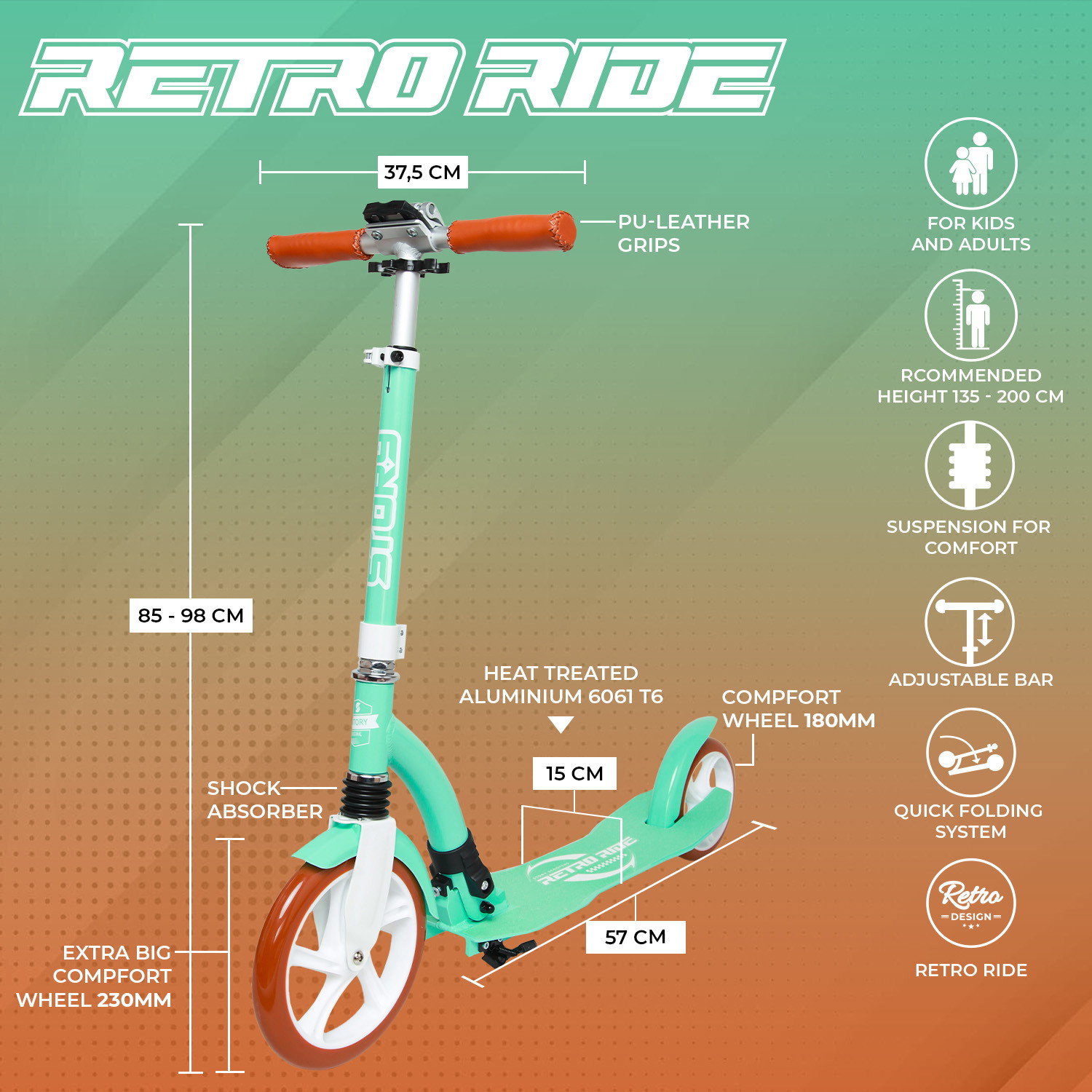 Story Retro Ride Foldable Kick Scooter
