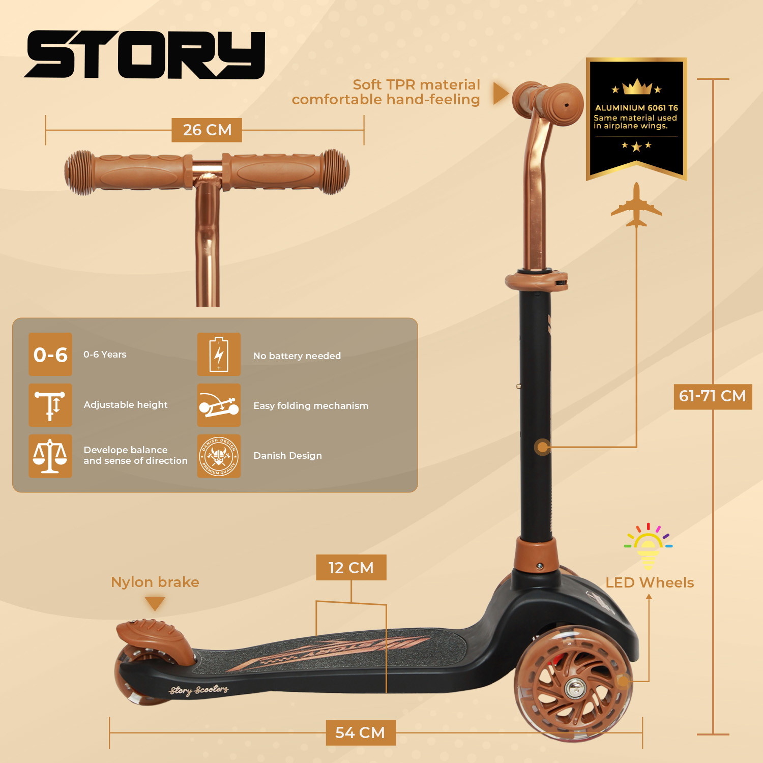 Story Mini LED 3 Wheel Scooter