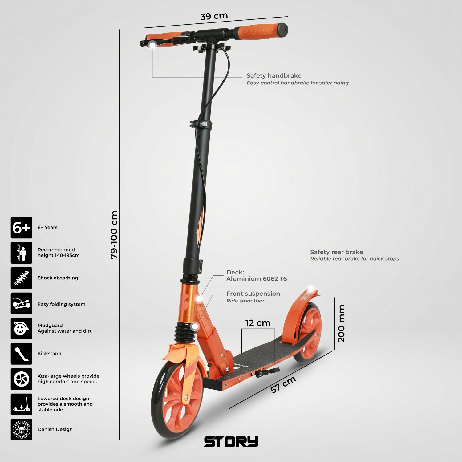 Story GlideX Elite Foldable Kick Scooter – suspension and hand brake
