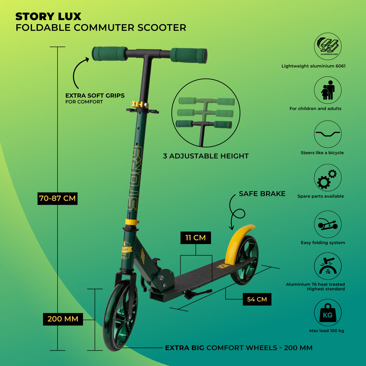 Story Lux Adjustable Kids Kick Scooter