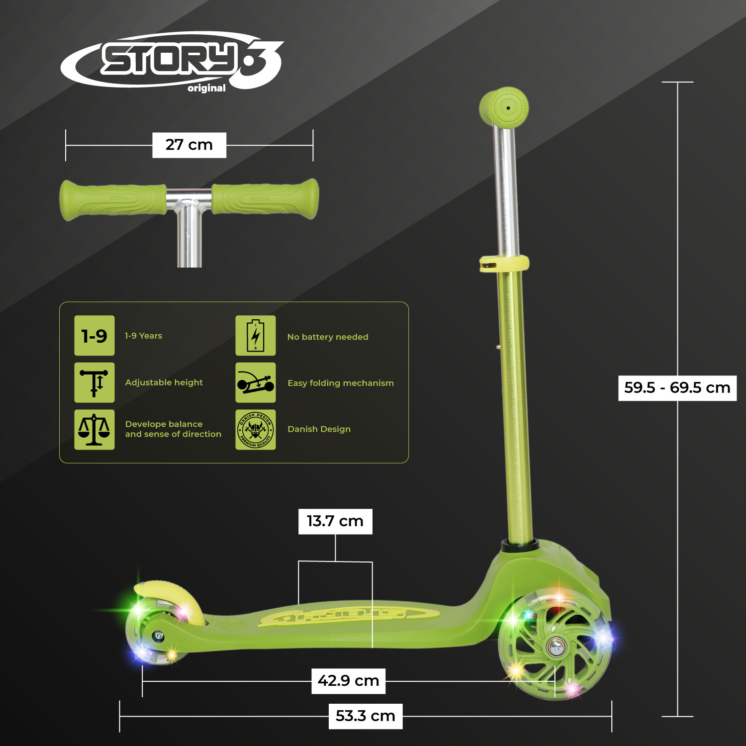 Story MoveLite 3-Wheel LED Kids Scooter