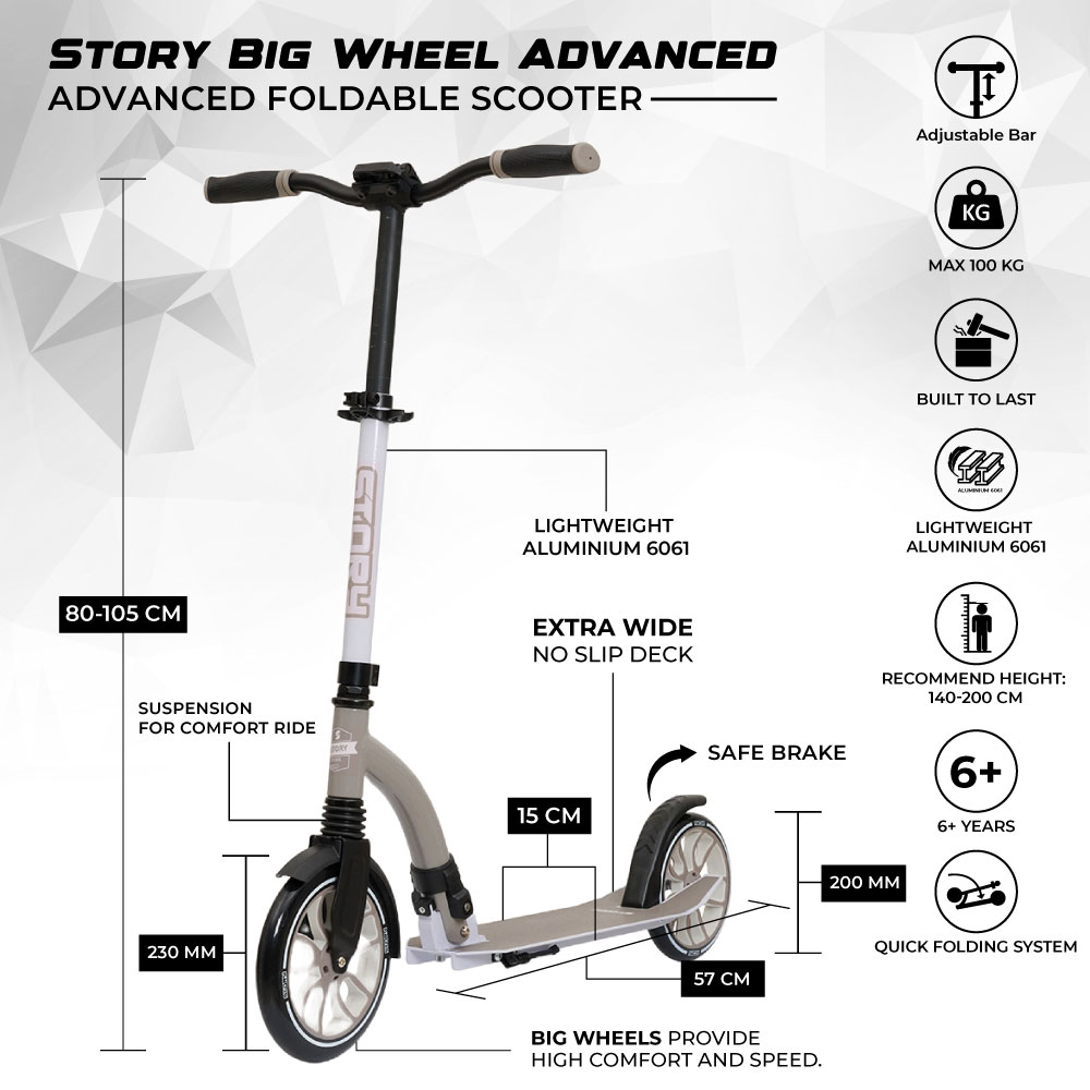 Cecaylie Cityroller Scooter with Big Wheel Wheels, Foldable Kickroller