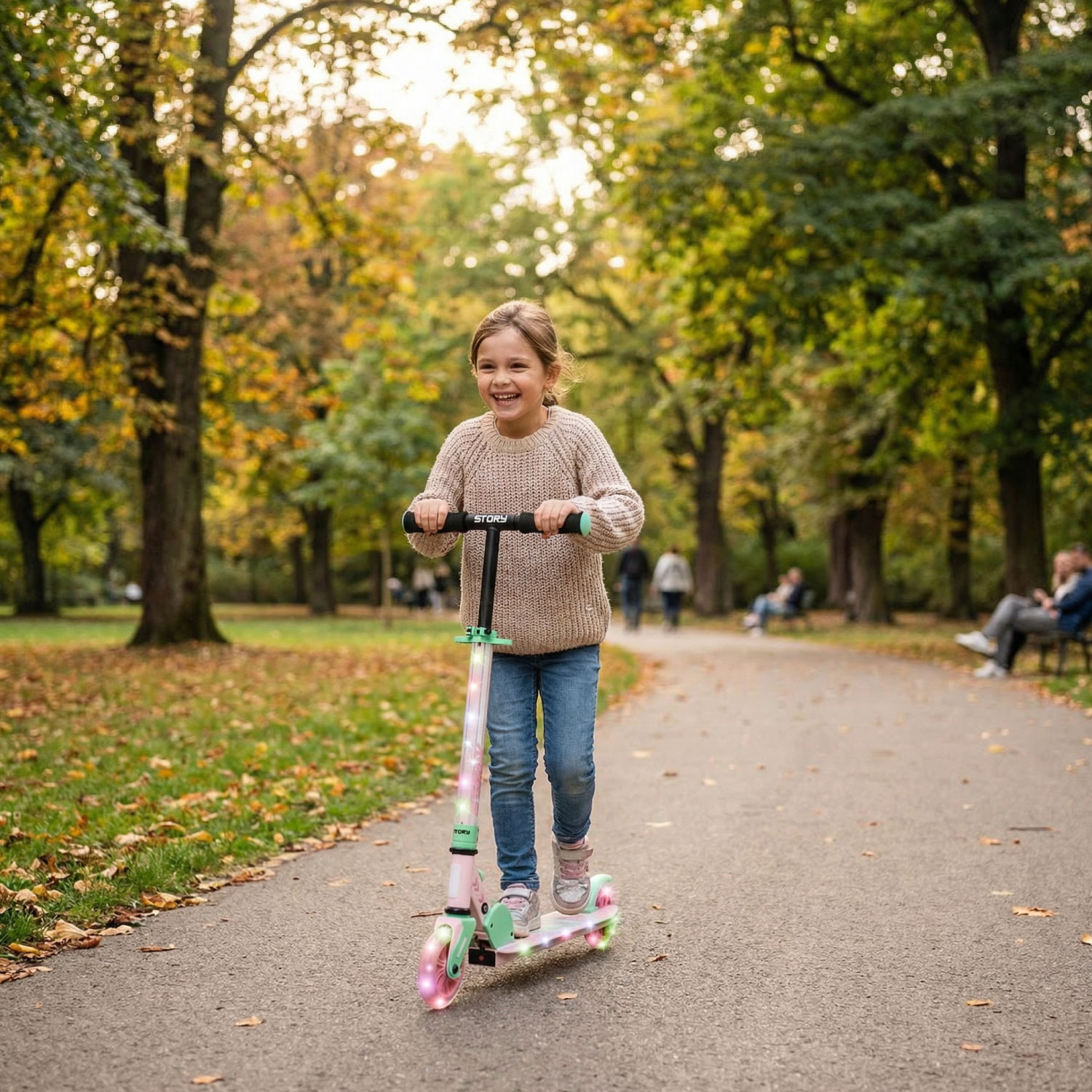 Story Everything Led Kinds Foldable Kids Kick Scooter