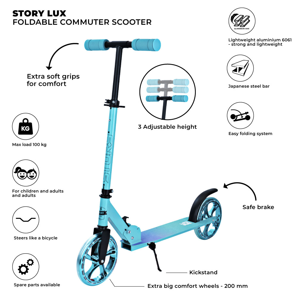 Story Lux Adjustable Kids Kick Scooter